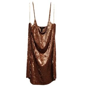 Forever 21 Crushed Velvet Cami Dress Rose Gold Spaghetti‎ Strap Mini M